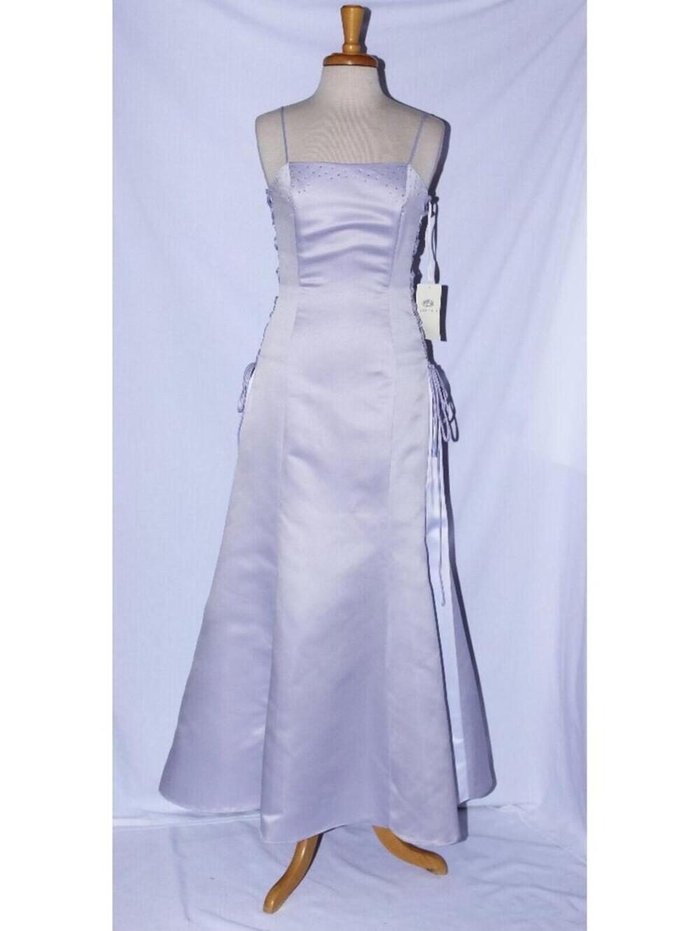 Aspeed #3093 Long Satin Bridesmaid Gown With Side Lacing-Size S- Lilac -NWT